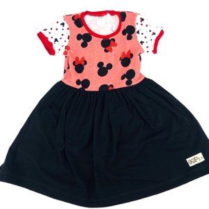 NEW Minnie Mouse Print Dress Cap Sleeve Disney